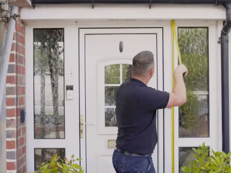 Someone measuring a door